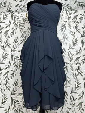Dark Blue Strapless Corset Bridesmaid Cocktail wedding Guest Dress Sz S 6 NWT